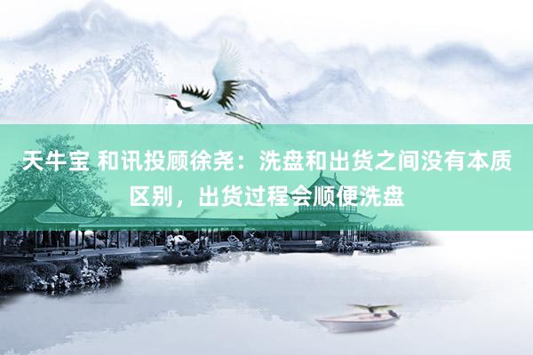 天牛宝 和讯投顾徐尧：洗盘和出货之间没有本质区别，出货过程会顺便洗盘